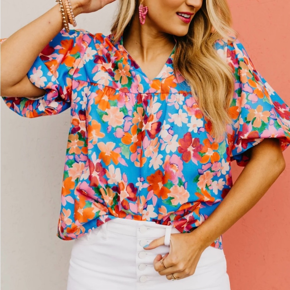 THML Floral Blue Women's Top